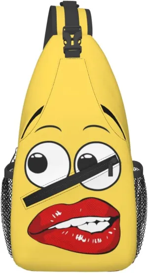 Hot Red Biting Lips Crossbody Bag Cross Chest Bag Adjustable Sling Backpack Sports Gym Shoulder Bags Travel Cycling Daypack Diagonally Casual Rucksack
