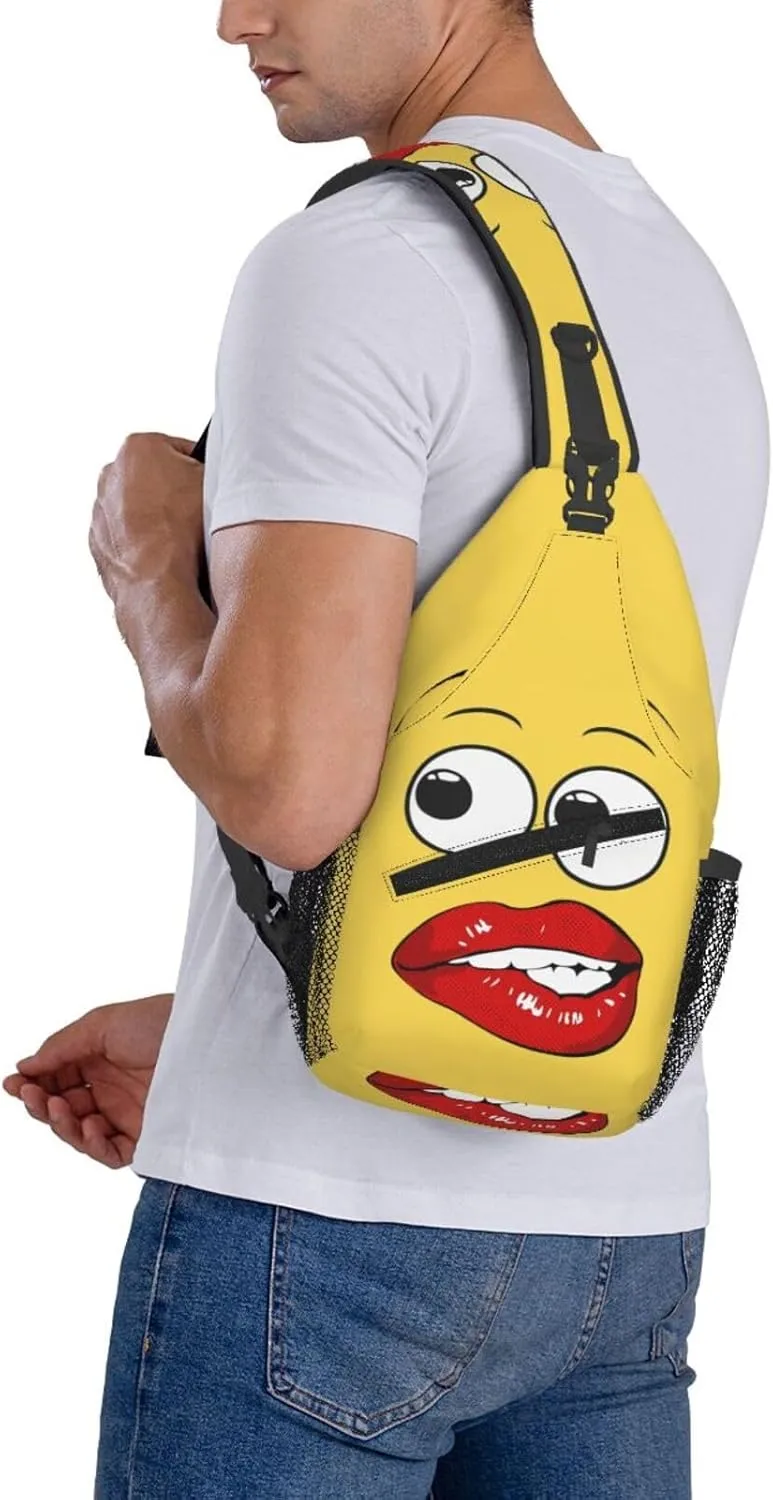 Hot Red Biting Lips Crossbody Bag Cross Chest Bag Adjustable Sling Backpack Sports Gym Shoulder Bags Travel Cycling Daypack Diagonally Casual Rucksack