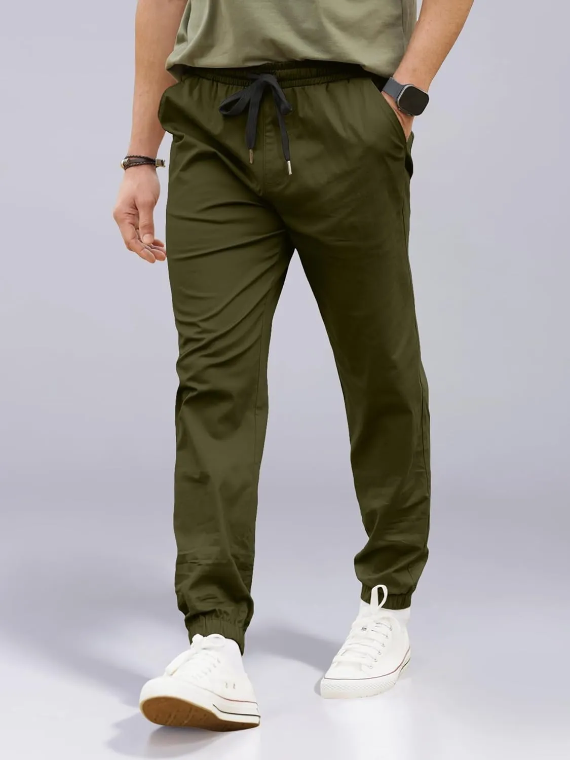 HOTake Men's Joggers Casual Lightweight Elastic Waist Drawstring Hiking Chino Pants Men