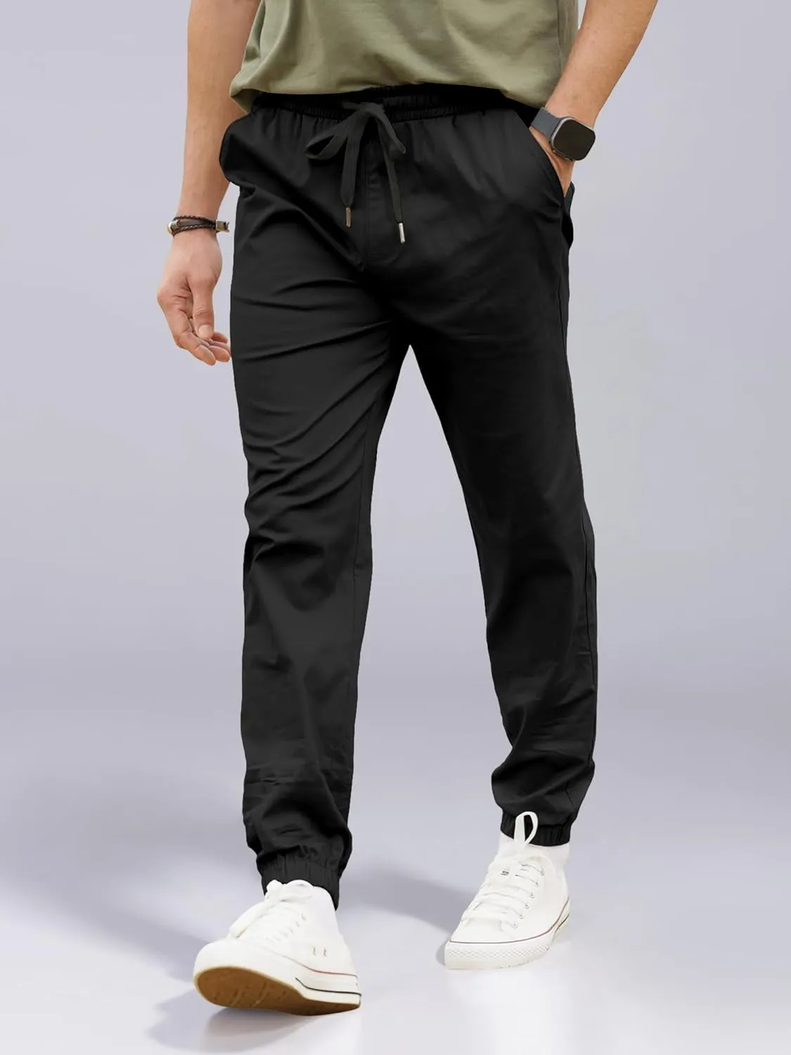 HOTake Men's Joggers Casual Lightweight Elastic Waist Drawstring Hiking Chino Pants Men