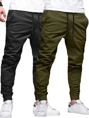 HOTake Men's Joggers Casual Lightweight Elastic Waist Drawstring Hiking Chino Pants Men