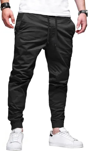 HOTake Men's Joggers Casual Lightweight Elastic Waist Drawstring Hiking Chino Pants Men