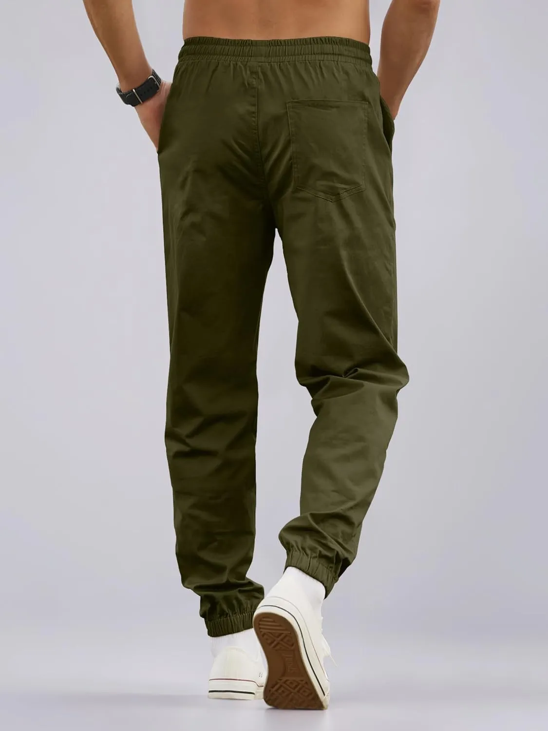 HOTake Men's Joggers Casual Lightweight Elastic Waist Drawstring Hiking Chino Pants Men