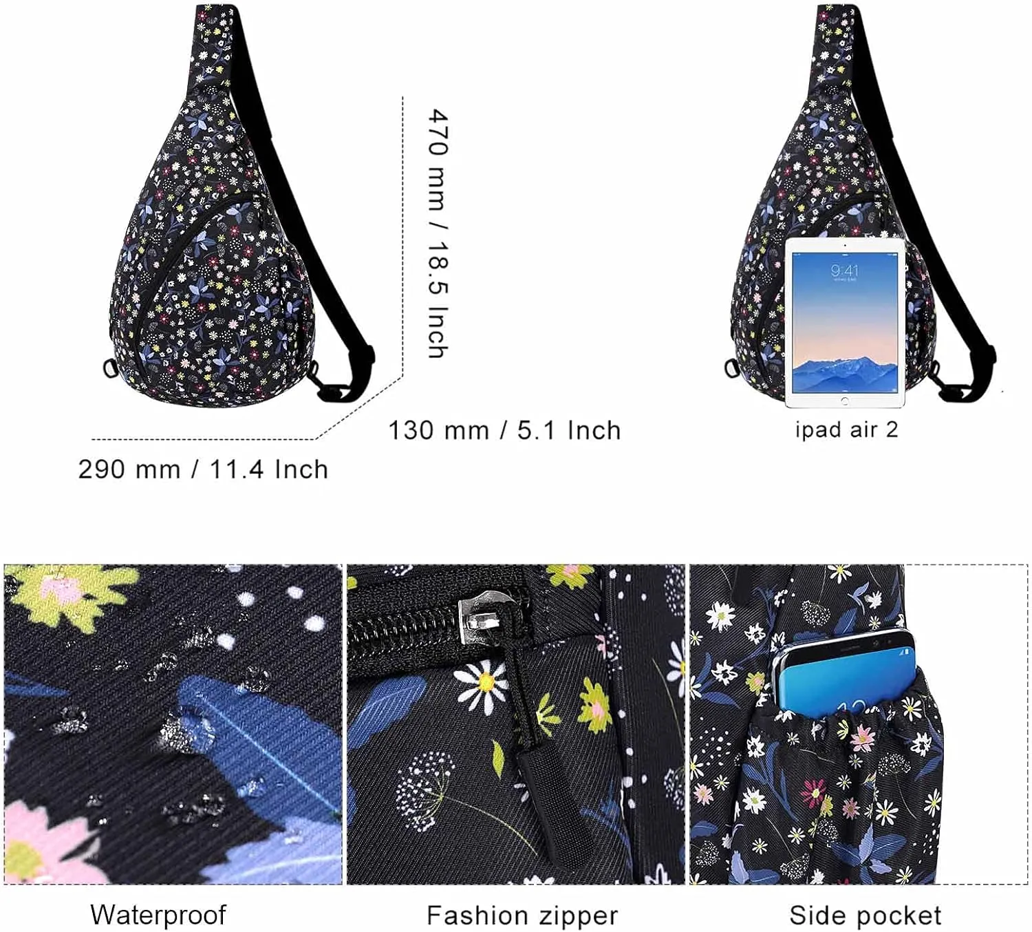 HUA ANGEL Crossbody Sling Bag for Men & Women Lightweight Waterproof Chest Shoulder Bag for Travel Hiking & Everyday Use