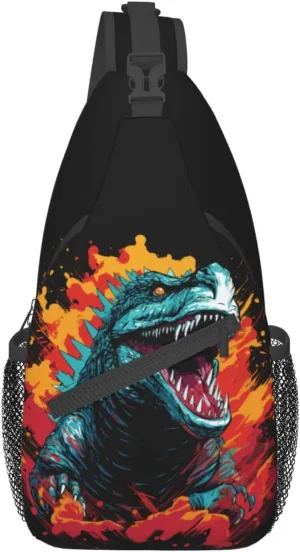 Huge Scary Mystical Prehistoric Monster Dinosaurs Chest Sling Bag Crossbody Shoulder Backpack Bag Gym Cycling Travel Hiking Daypack Cross bag