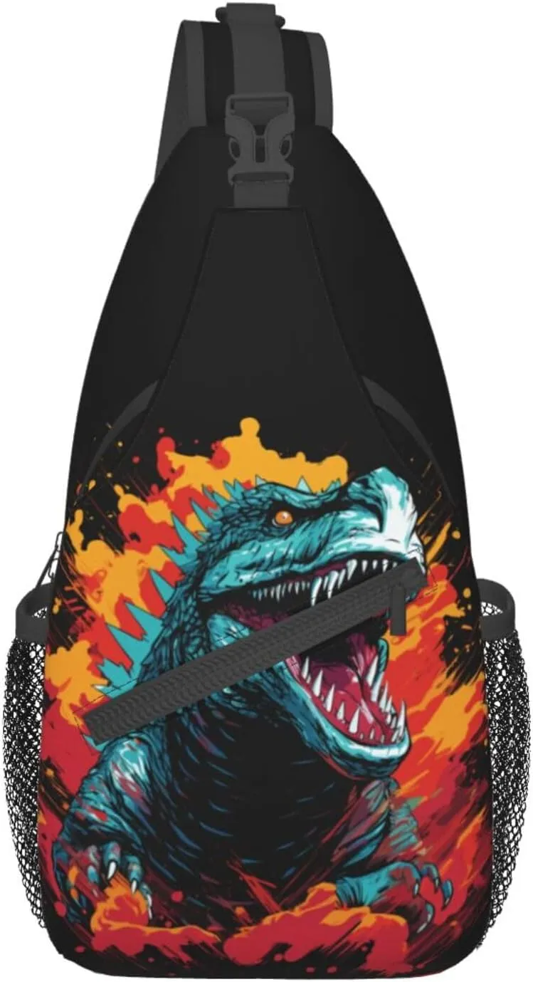 Huge Scary Mystical Prehistoric Monster Dinosaurs Chest Sling Bag Crossbody Shoulder Backpack Bag Gym Cycling Travel Hiking Daypack Cross bag
