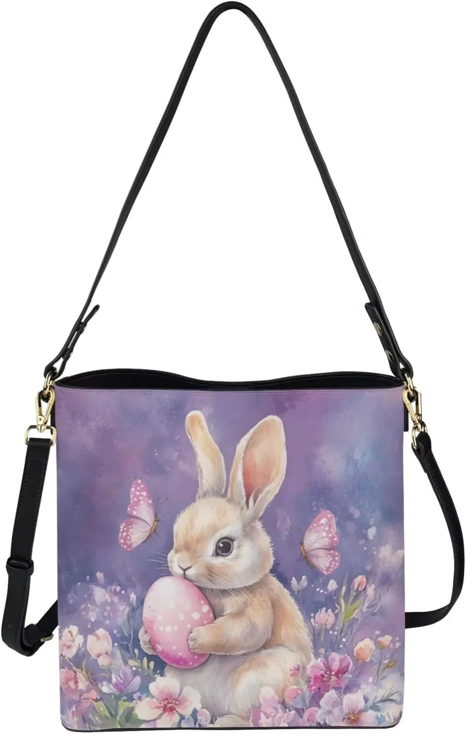 HUGS IDEA Boho Bags for Women Leather Handbag Shoulder Bucket Crossbody Purse