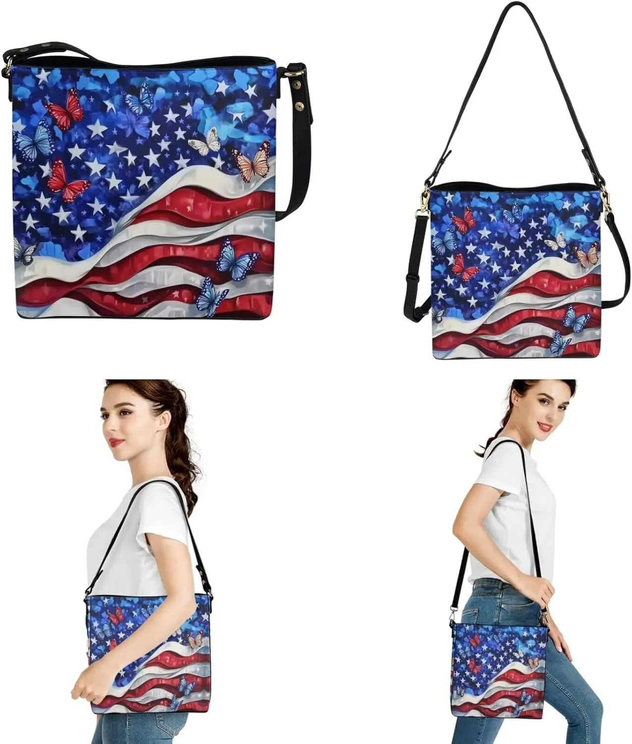 HUGS IDEA Hobo Bags for Women 2 Pieces PU Leather Handbags Purse Set Shoulder Bucket Crossbody Bags