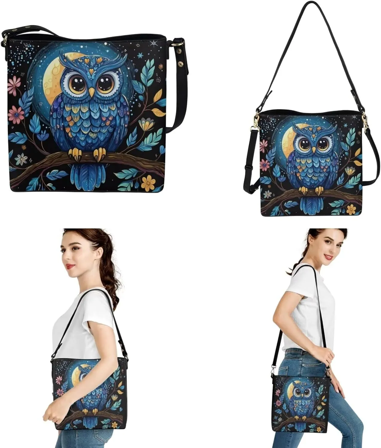 HUGS IDEA Hobo Bags for Women 2 Pieces PU Leather Handbags Purse Set Shoulder Bucket Crossbody Bags