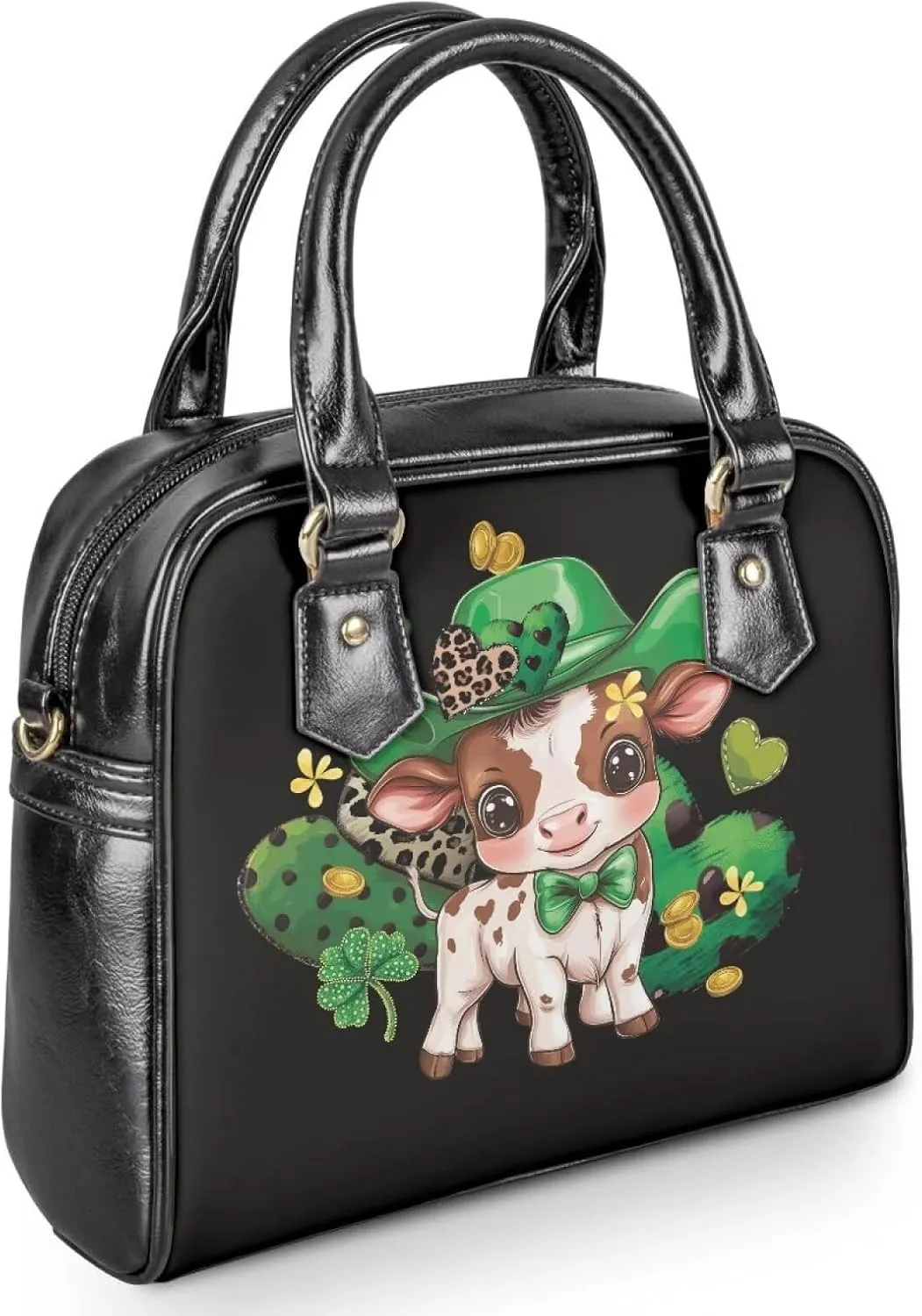 HUGS IDEA Leather Purse for St. Patrick's Day Crossbody Hobo Bag Fashion Top Handle Purse Lightweight