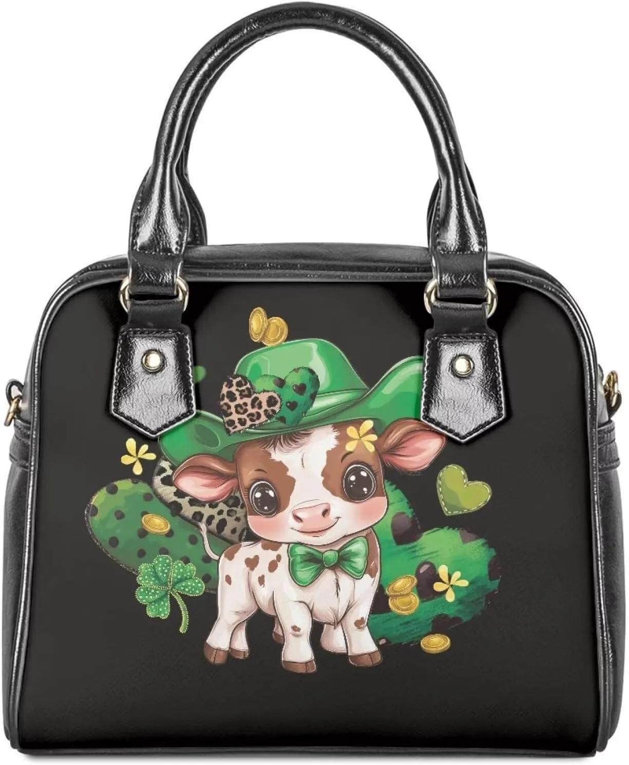 HUGS IDEA Leather Purse for St. Patrick's Day Crossbody Hobo Bag Fashion Top Handle Purse Lightweight