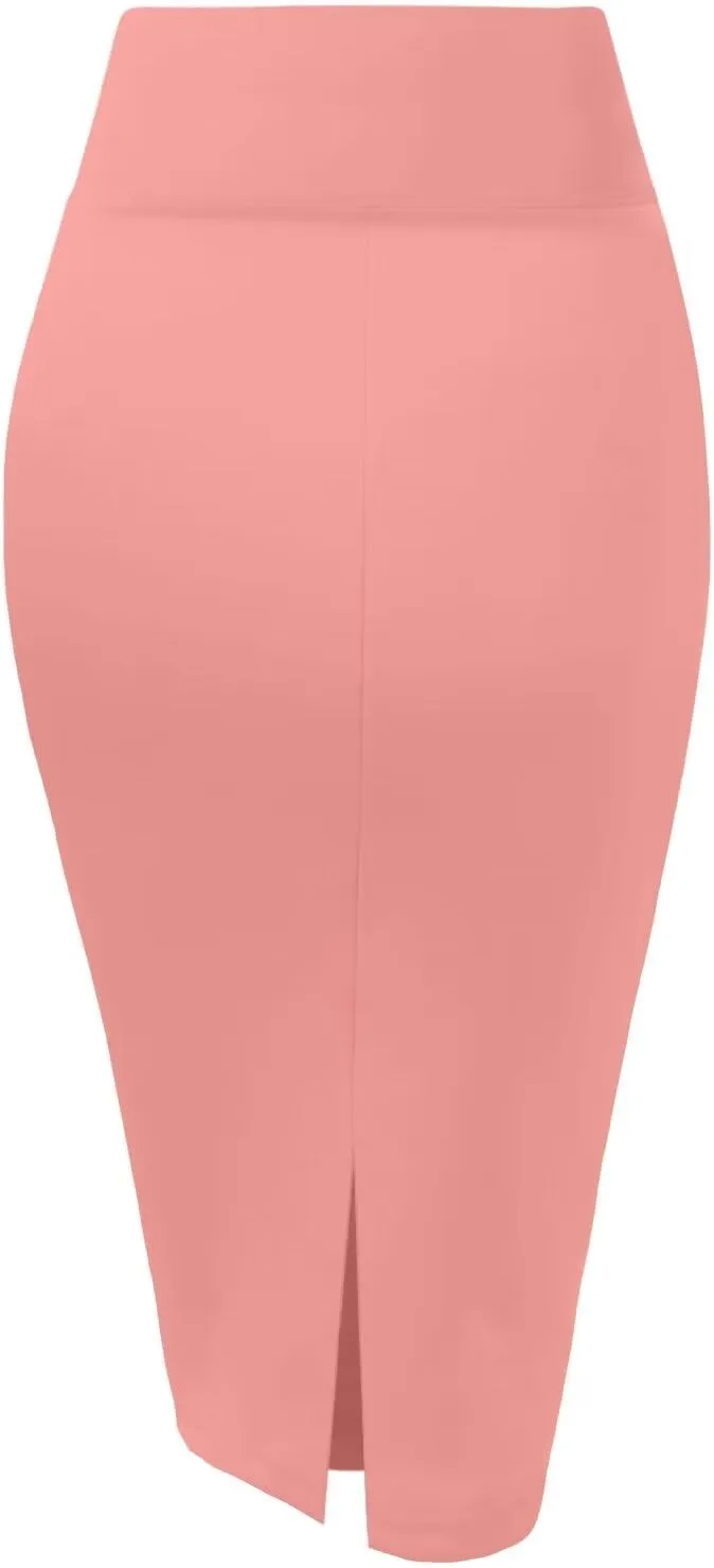 Hybrid & Company Women Elastic High Waist Bodycon Work Business Pencil Skirt