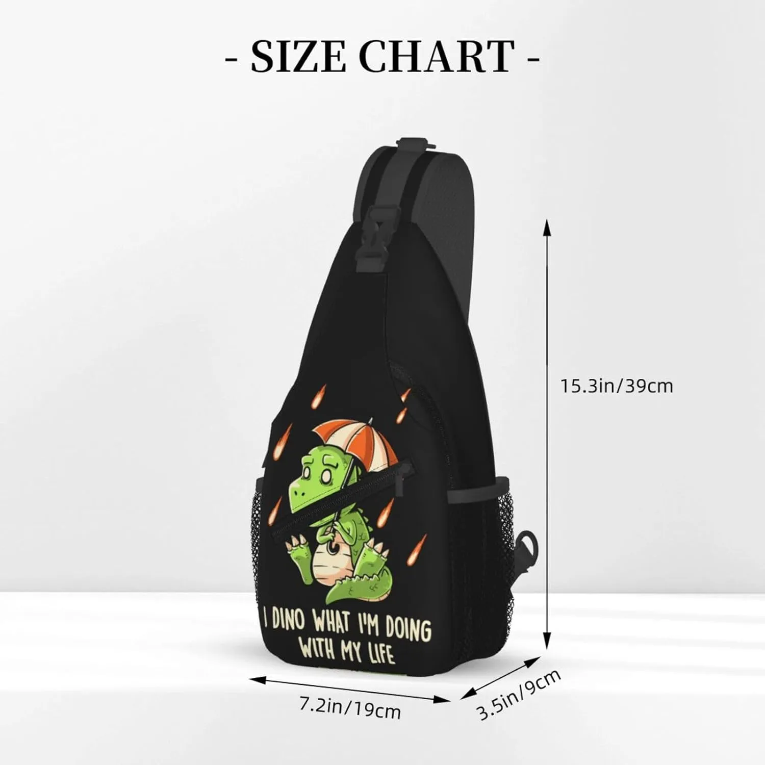 I Dino What Im Doing With My Life Funny Cute Dinosaur Chest Sling Bag Crossbody Shoulder Backpack Bag Gym Cycling Travel Hiking Daypack Cross Bag