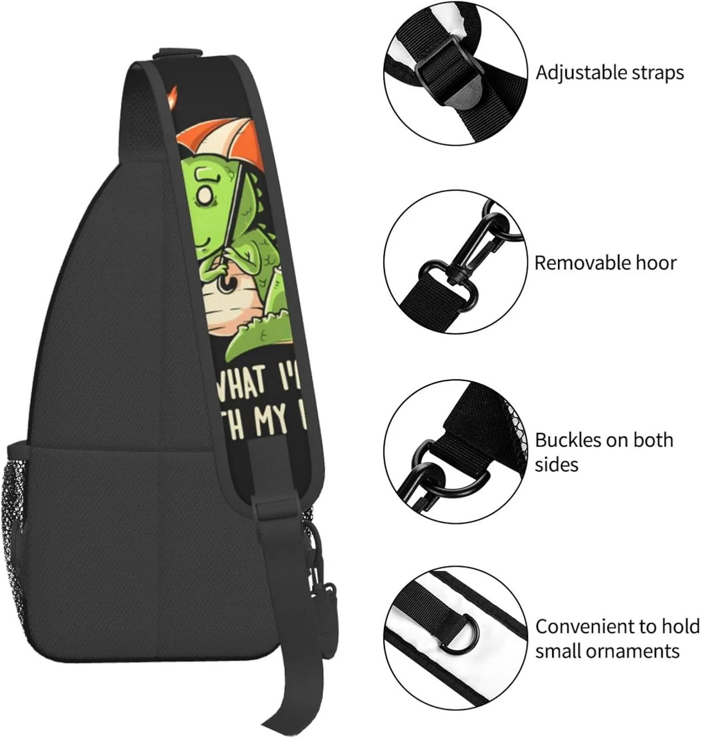 I Dino What Im Doing With My Life Funny Cute Dinosaur Chest Sling Bag Crossbody Shoulder Backpack Bag Gym Cycling Travel Hiking Daypack Cross Bag