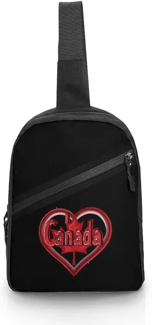 I Love Canada Sling Backpack Crossbody Shoulder Bag Casual Chest Bag Travel Hiking Daypack