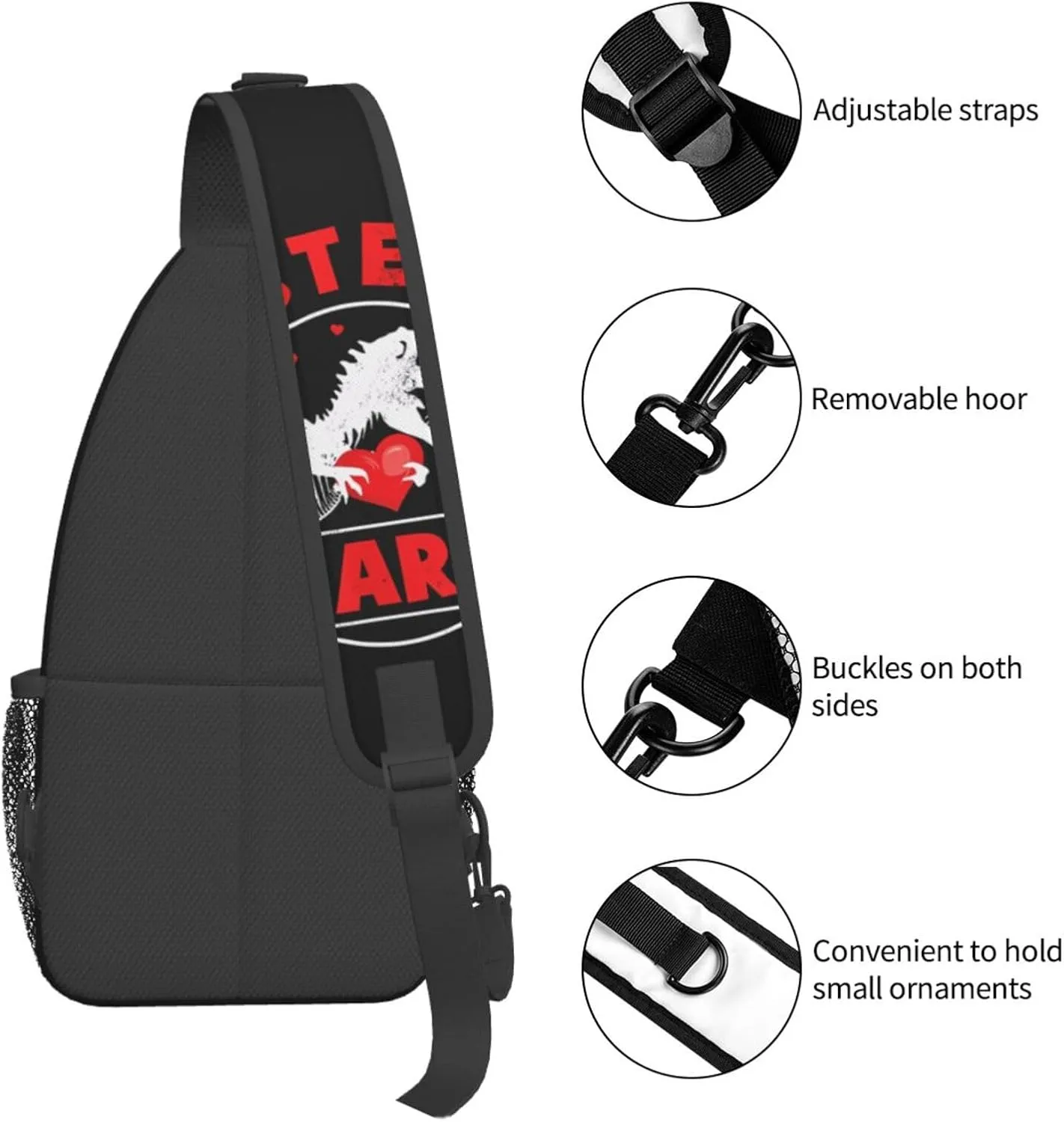 I Steal Hearts Dinosaur Chest Sling Bag Crossbody Shoulder Backpack Bag Gym Cycling Travel Hiking Daypack Cross Bag