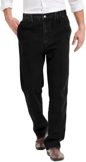 IDEALSANXUN Mens Elastic Waist Jeans with Zipper and Button