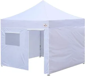 iMPACT Canopy USA 10' x 10' Canopy Kit, Includes 4 Sidewalls One with Door and Window, 4 Weight Bags, Spike & Rope, Roller Bag, White