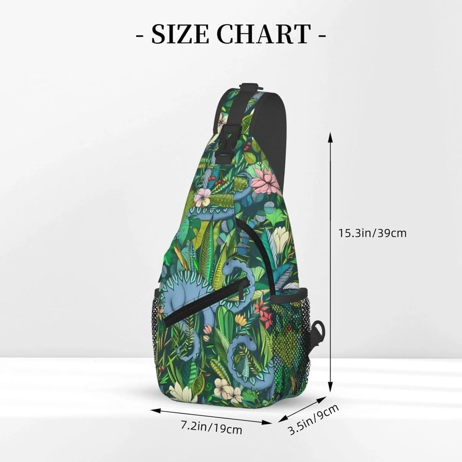 Improbable Botanical With Dinosaurs Ark Green Chest Sling Bag Crossbody Shoulder Backpack Bag Gym Cycling Travel Hiking Daypack Cross Bag