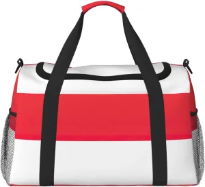 Indonesian flag print Large Canvas Travel Duffel Bag Weekender Bags for Women Overnight Bag Carry On Tote Bag