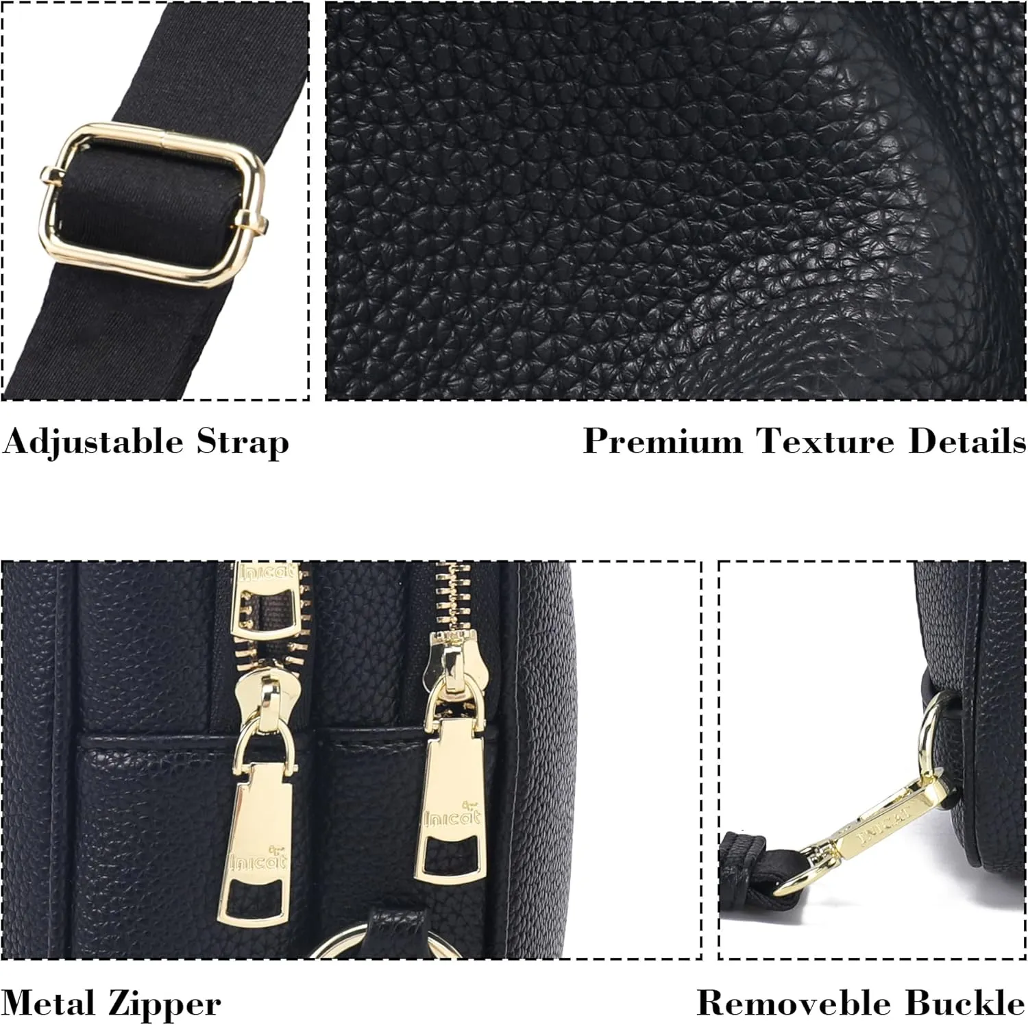 INICAT Crossbody Sling Bags Fanny Packs Leather Purses Chest Bag for Women