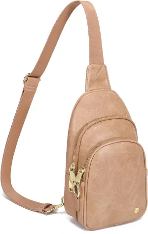 INICAT Crossbody Sling Bags Fanny Packs Leather Purses Chest Bag for Women