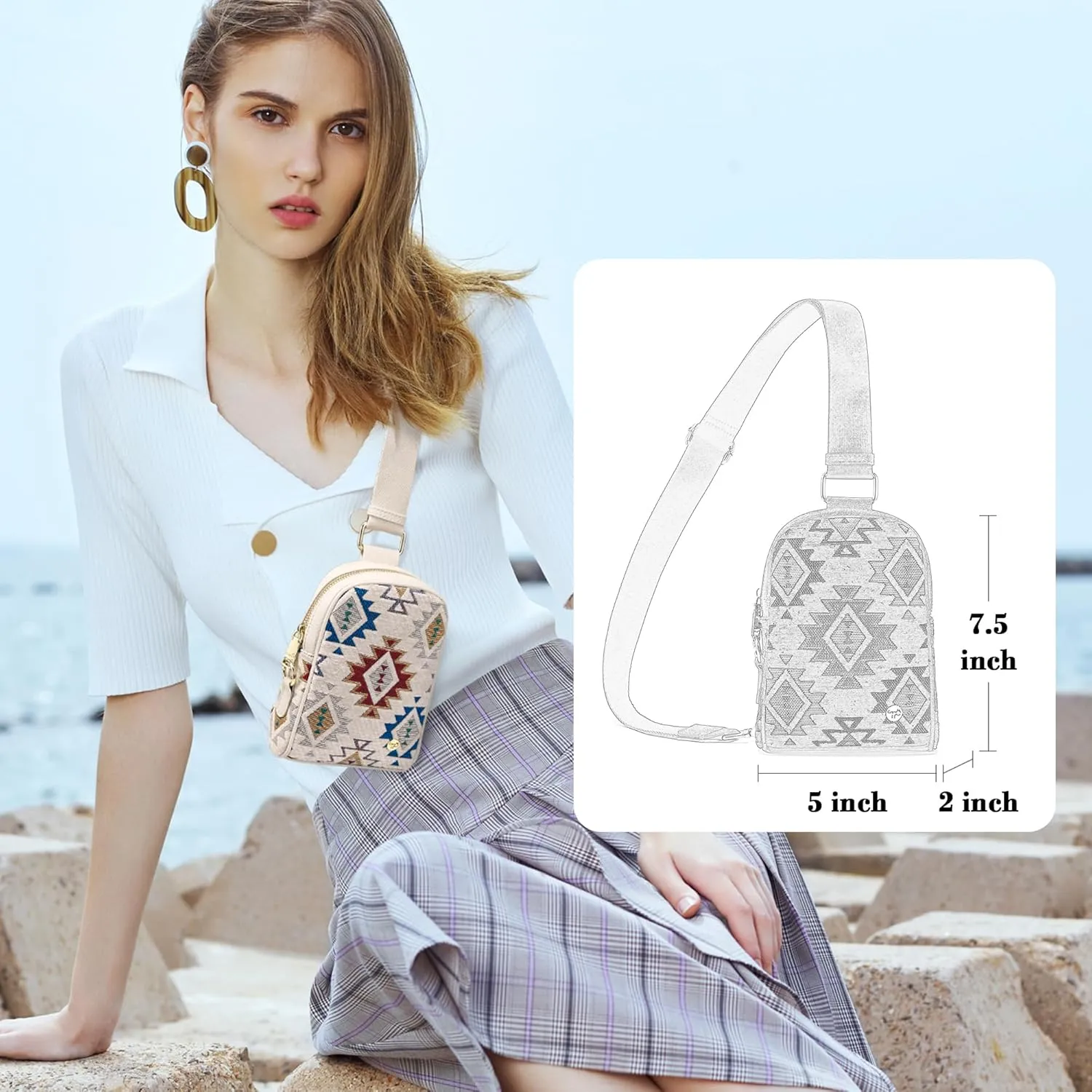 INICAT Travel Small Sling Bag Leather Crossbody Bags for Women Fanny Packs Cross Body Bag for Woman Cross Body Purses