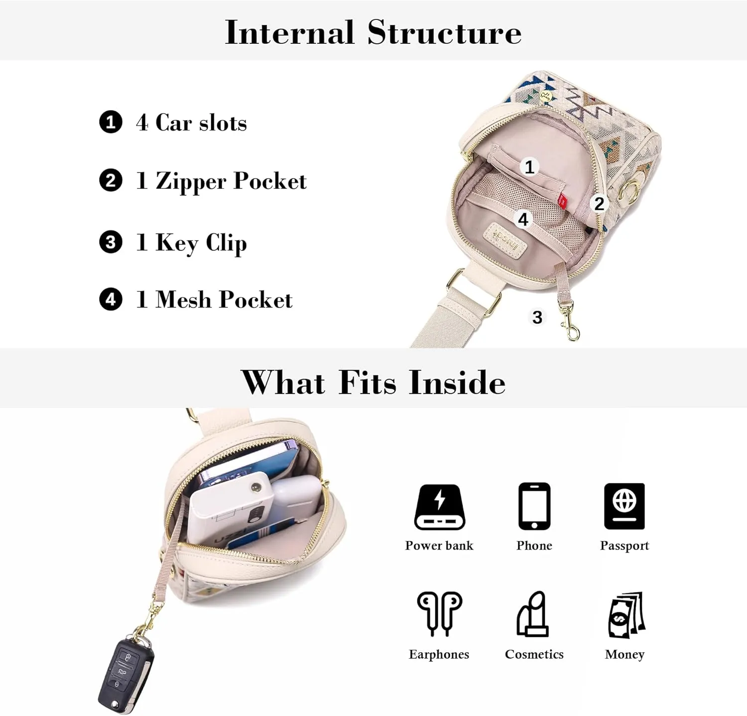INICAT Travel Small Sling Bag Leather Crossbody Bags for Women Fanny Packs Cross Body Bag for Woman Cross Body Purses
