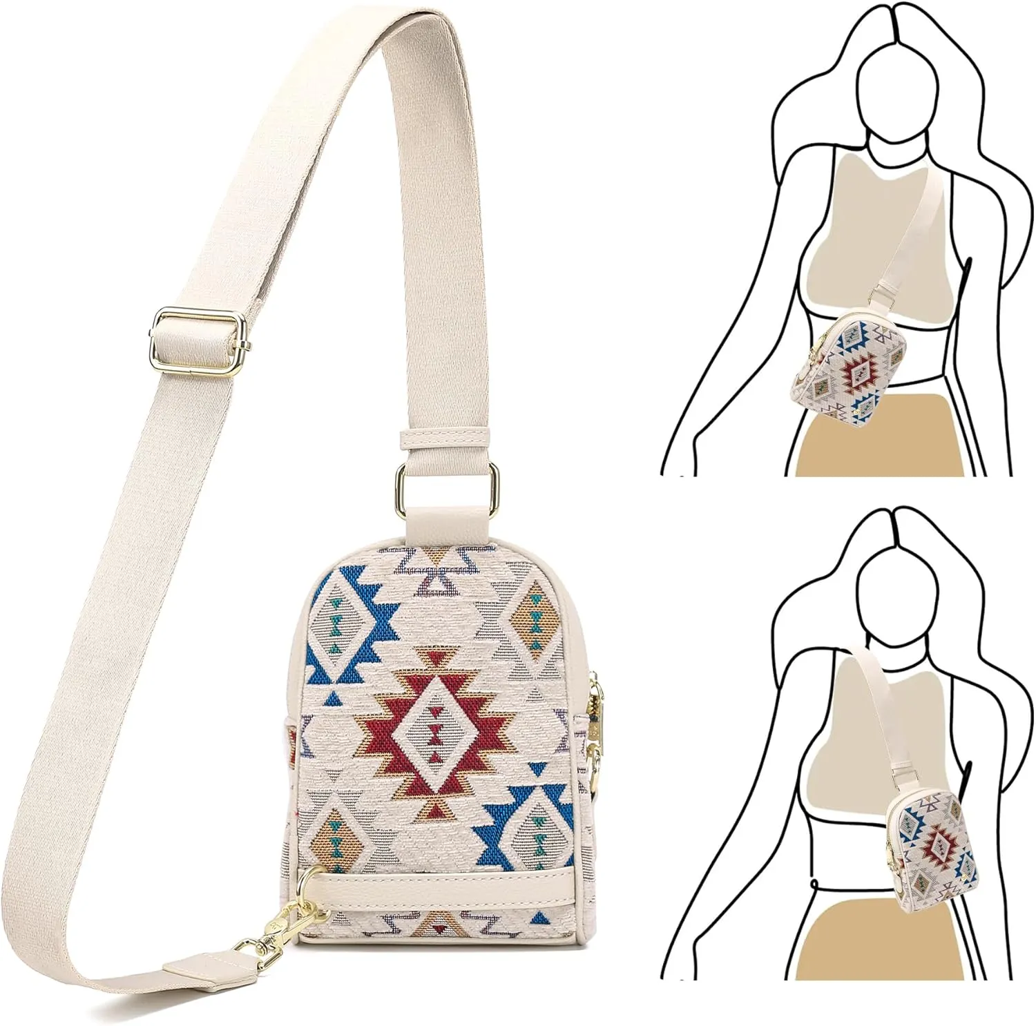 INICAT Travel Small Sling Bag Leather Crossbody Bags for Women Fanny Packs Cross Body Bag for Woman Cross Body Purses