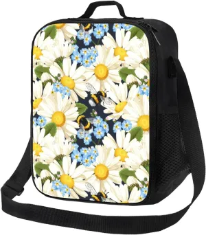 Insulated Lunch Bags for Women Men Work - Bees Collecting Nectar Adult Lunch Box for Women Men, Soft Cooler Bag Insulated, Small Lunch Tote Bag with Adjustable Shoulder Strap