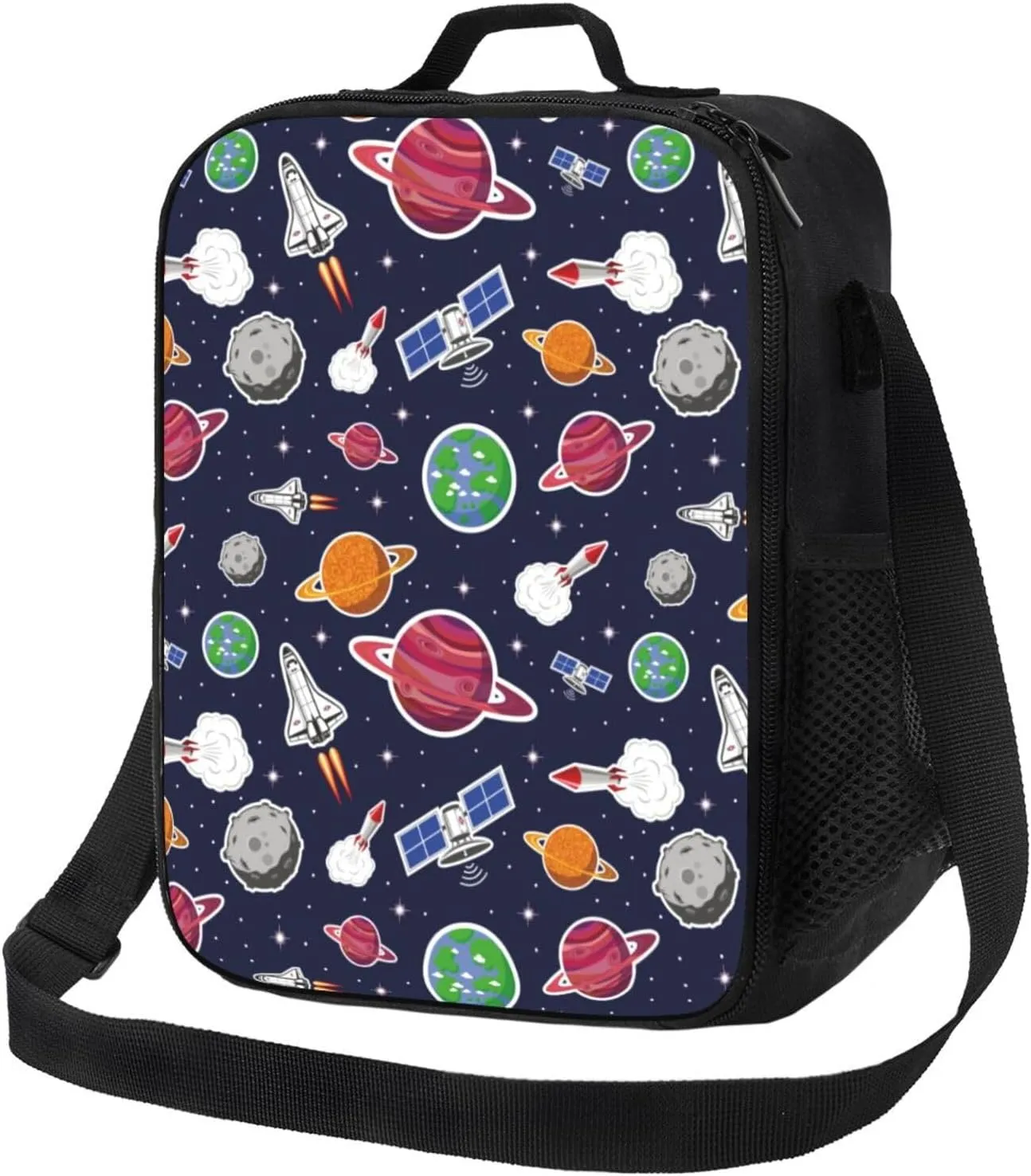 Insulated Lunch Bags for Women Men Work - Rocket satellite Adult Lunch Box for Women Men, Soft Cooler Bag Insulated, Small Lunch Tote Bag with Adjustable Shoulder Strap