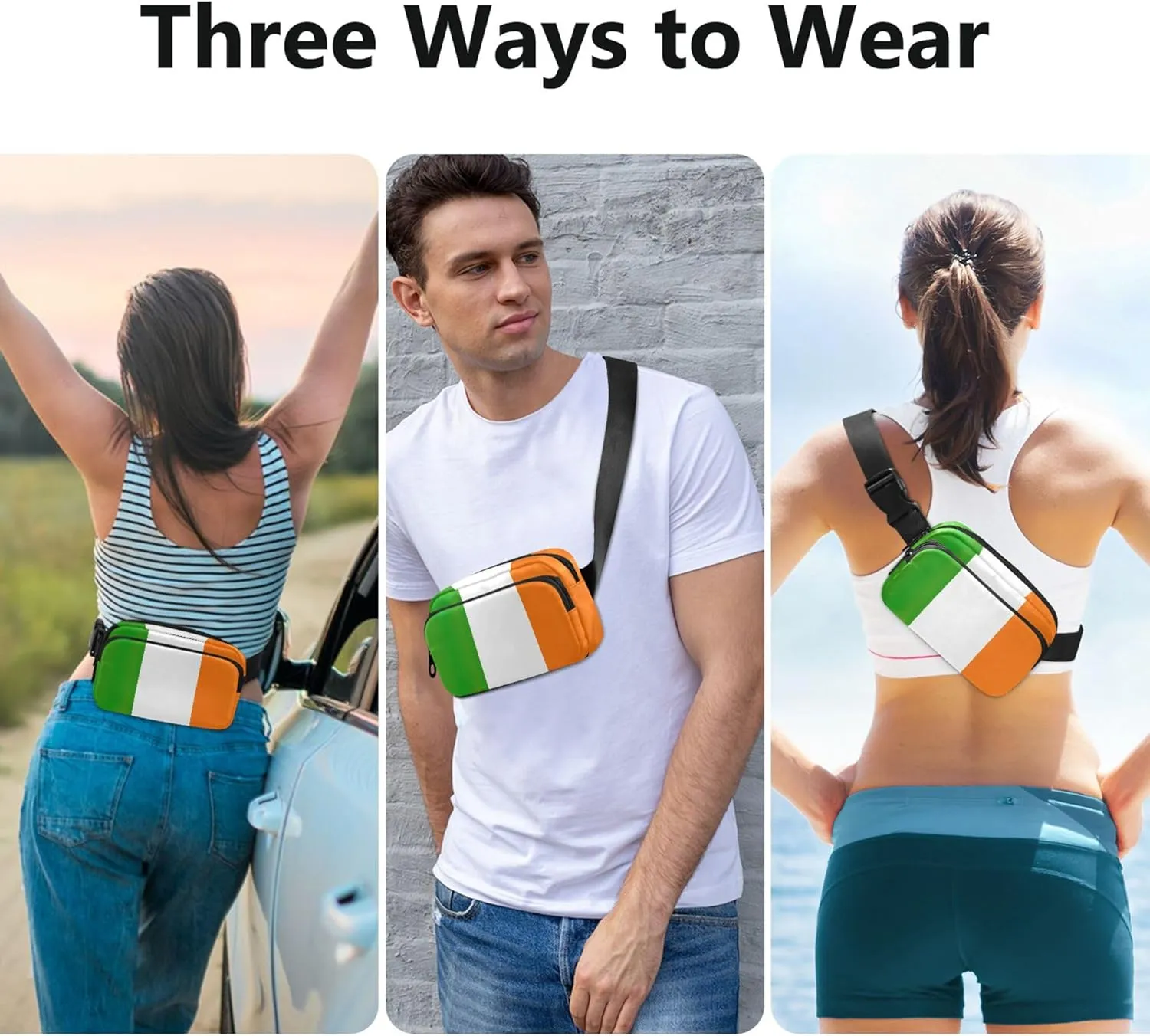 Ireland Flag Women Fanny Packs Fashion Hip Bag Belt Purse Waterproof Crossbody Waist Purse