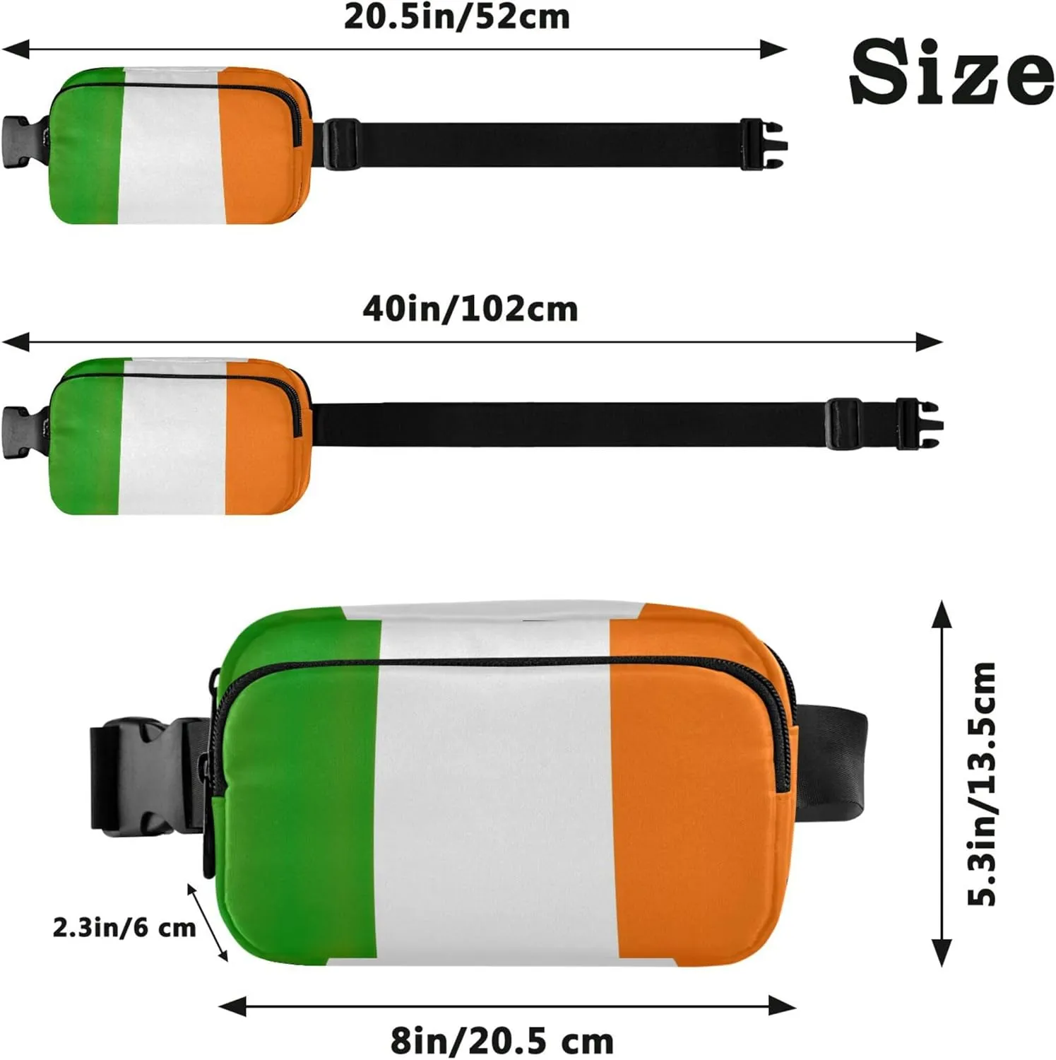 Ireland Flag Women Fanny Packs Fashion Hip Bag Belt Purse Waterproof Crossbody Waist Purse