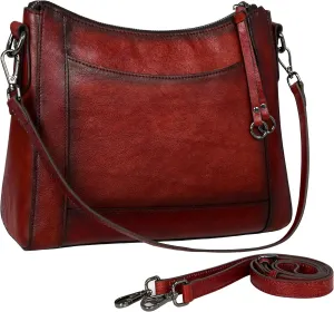 Iswee Genuine Leather Crossbody Bags for Women Satchel Purse Hobo Handbag Ladies Vintage Shoulder Bag Work