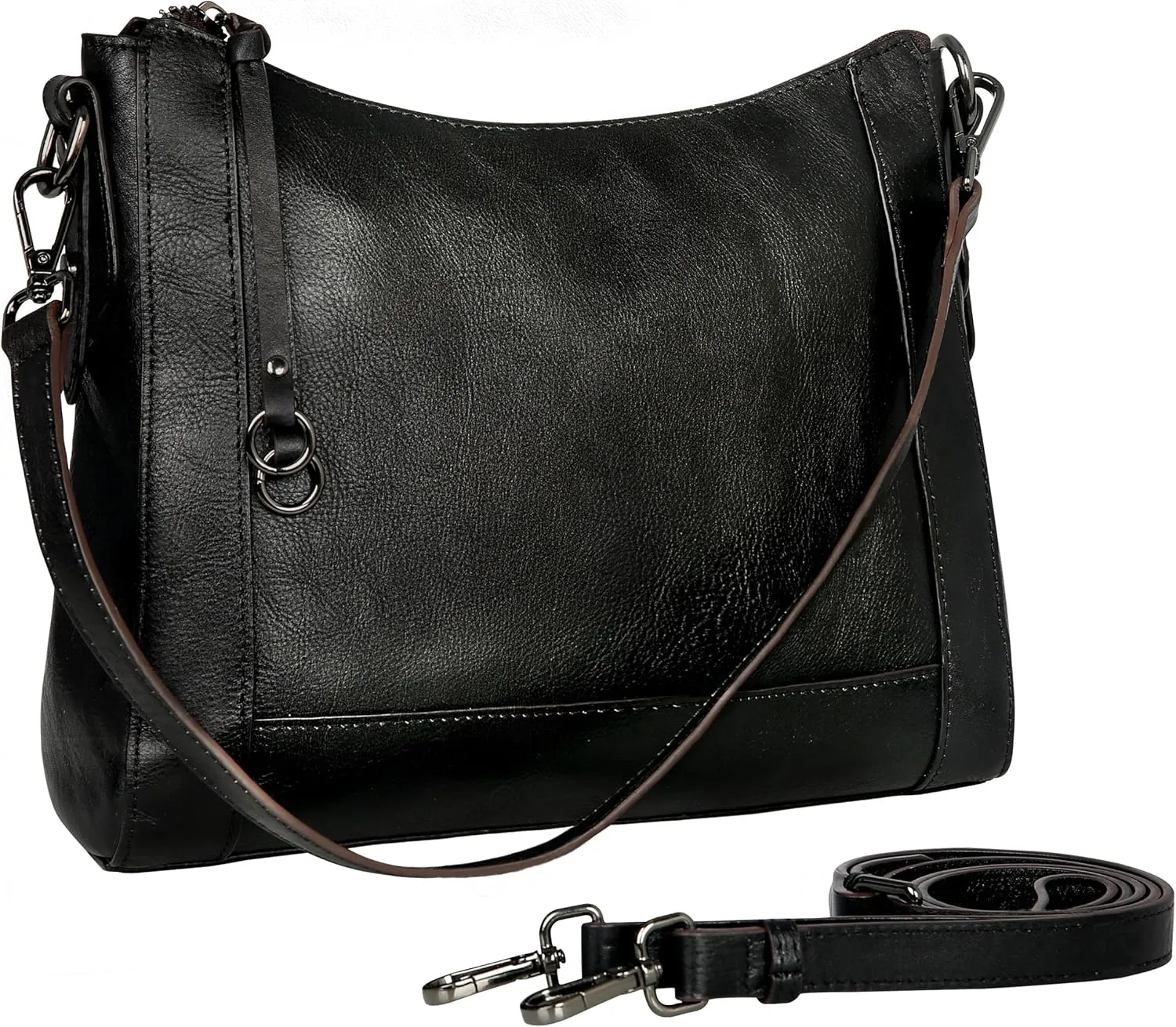 Iswee Genuine Leather Crossbody Bags for Women Satchel Purse Hobo Handbag Ladies Vintage Shoulder Bag Work