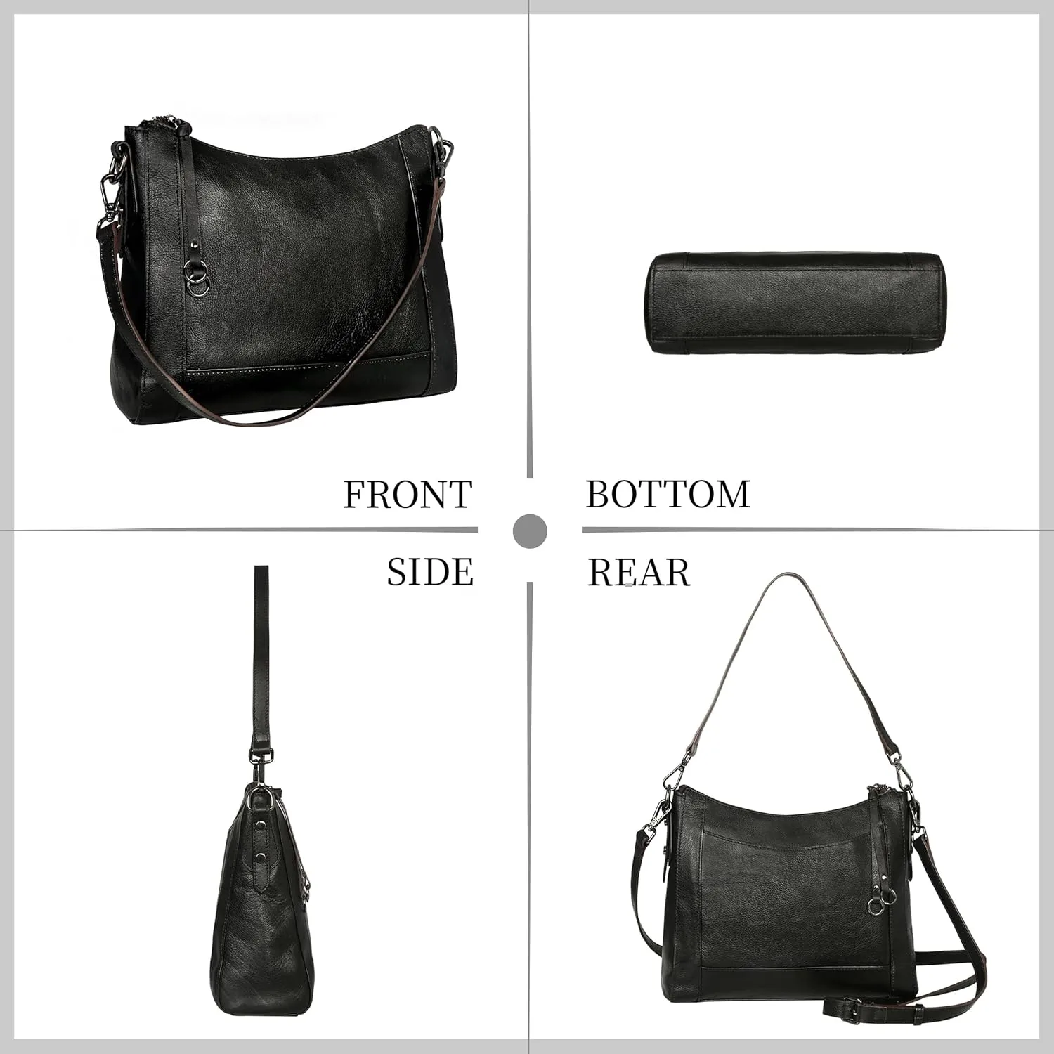 Iswee Genuine Leather Crossbody Bags for Women Satchel Purse Hobo Handbag Ladies Vintage Shoulder Bag Work
