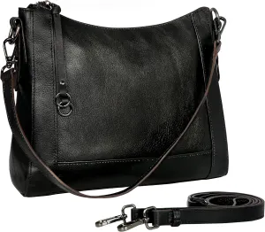 Iswee Genuine Leather Crossbody Bags for Women Satchel Purse Hobo Handbag Ladies Vintage Shoulder Bag Work