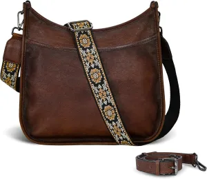 Iswee Leather Crossbody Bags for Women Designer Handbags Vintage Satchel Purse Travel Cross Body Bag