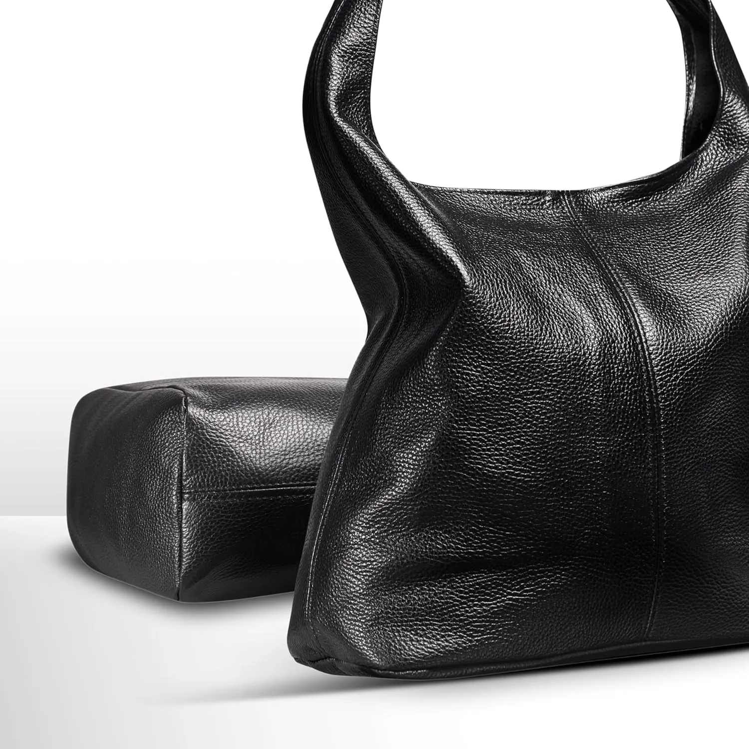 Italian Genuine Calf Leather Hobo Bag for Women with Zipper | Large Soft Slouchy Unlined Shoulder Handbag Tote Bucket Purse