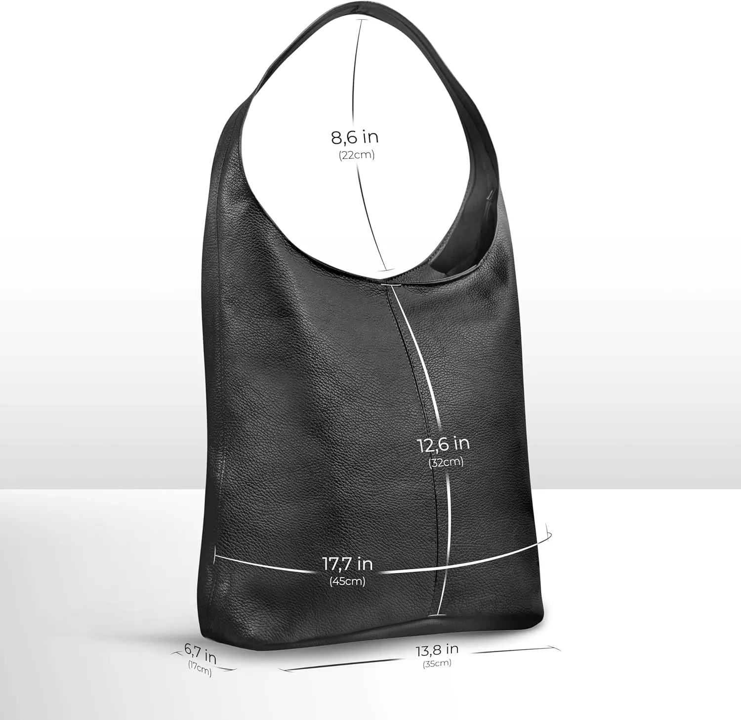 Italian Genuine Calf Leather Hobo Bag for Women with Zipper | Large Soft Slouchy Unlined Shoulder Handbag Tote Bucket Purse
