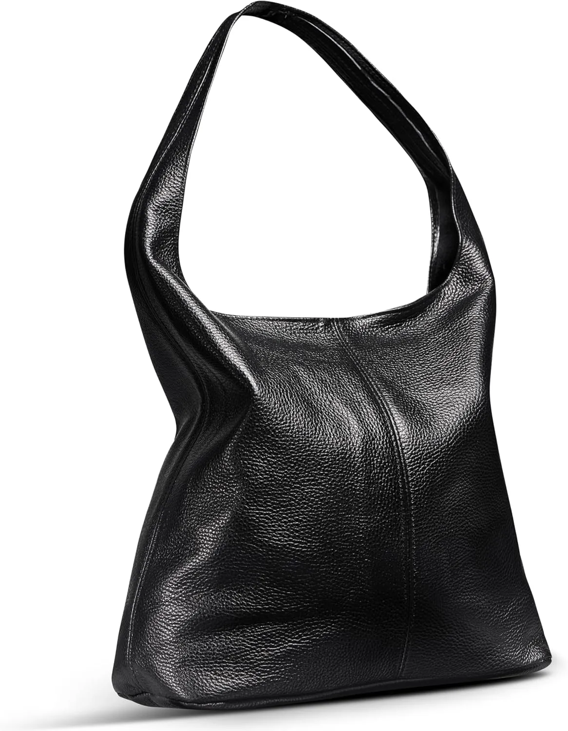 Italian Genuine Calf Leather Hobo Bag for Women with Zipper | Large Soft Slouchy Unlined Shoulder Handbag Tote Bucket Purse