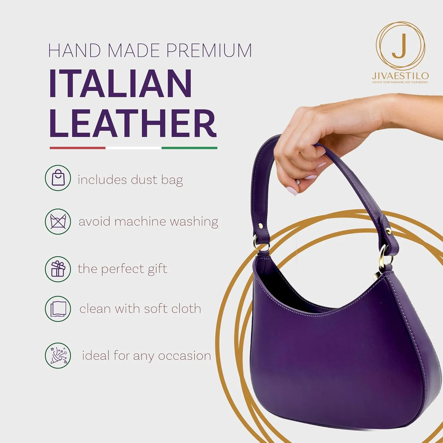 Italian Leather Handbags for Women, Women’s Shoulder Bag Tote Purse with Crossbody Strap,Handmade Genuine Leather