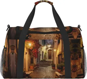 Italian Old Street print Personal Item Bag Carry on Bag Underseat Travel Duffel Bags Gym Carry On Sports Bags