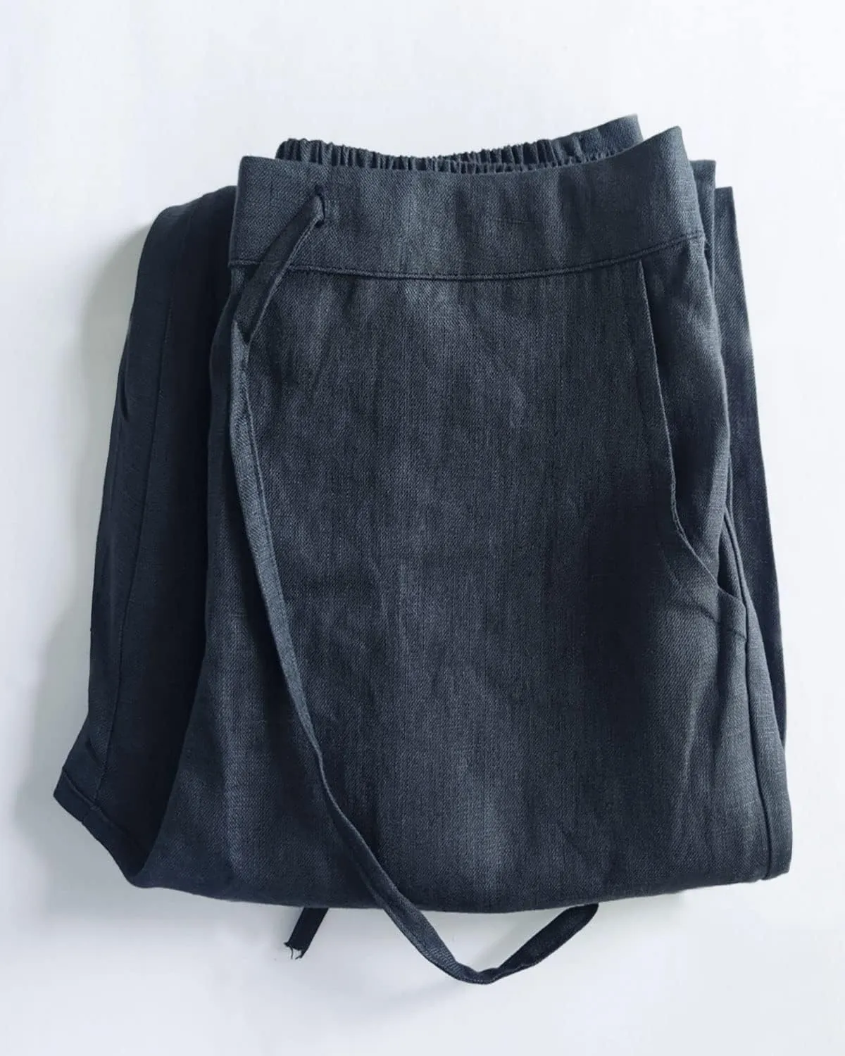 IXIMO Women's Tapered Pants 100% Linen Drawstring Back Elastic Waist Ankle Length Pants