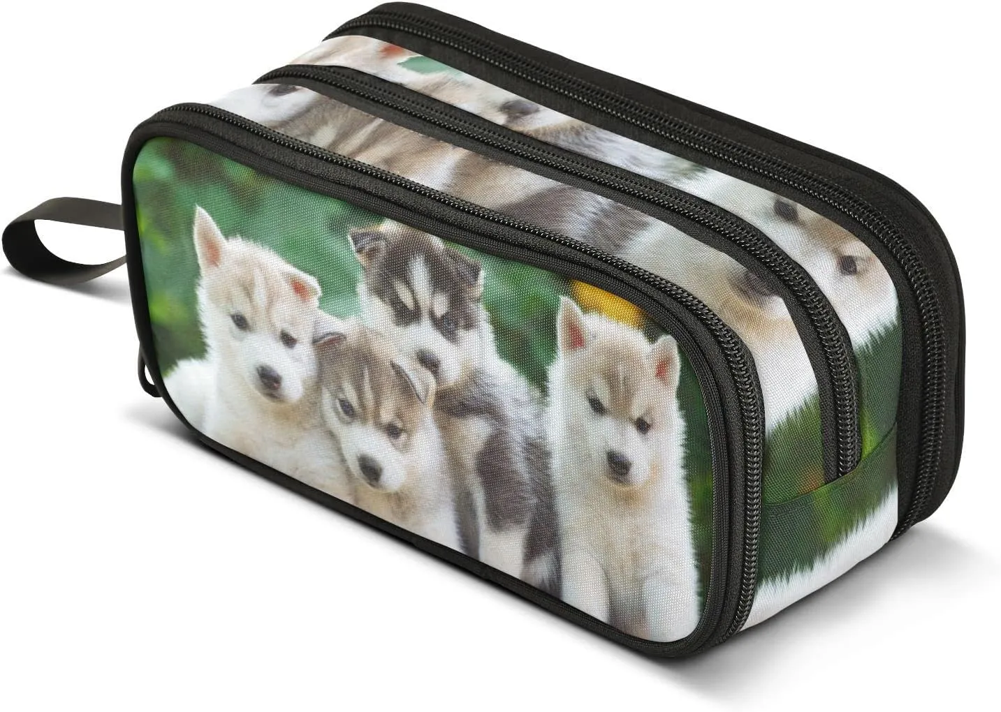 J JOYSAY Husky Puppies Pencil Case Large Big Capacity Pencil Bag for Girls Boys Zipper Stationery Bag Desk Organizer for Office College School