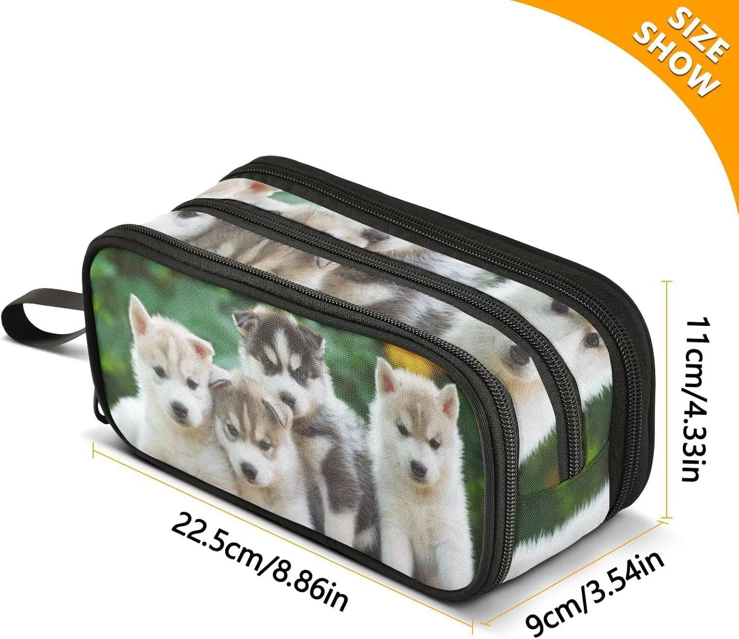 J JOYSAY Husky Puppies Pencil Case Large Big Capacity Pencil Bag for Girls Boys Zipper Stationery Bag Desk Organizer for Office College School