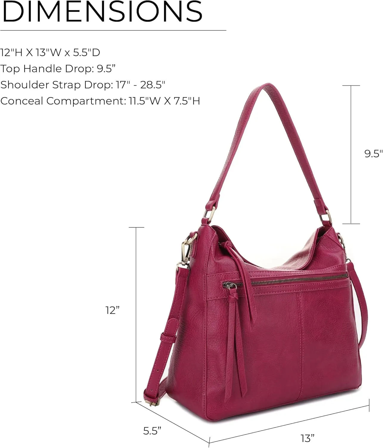 JESSIE & JAMES | Dakota Top Handle Concealed Carry Hobo Purse with Adustable Shoulder Strap