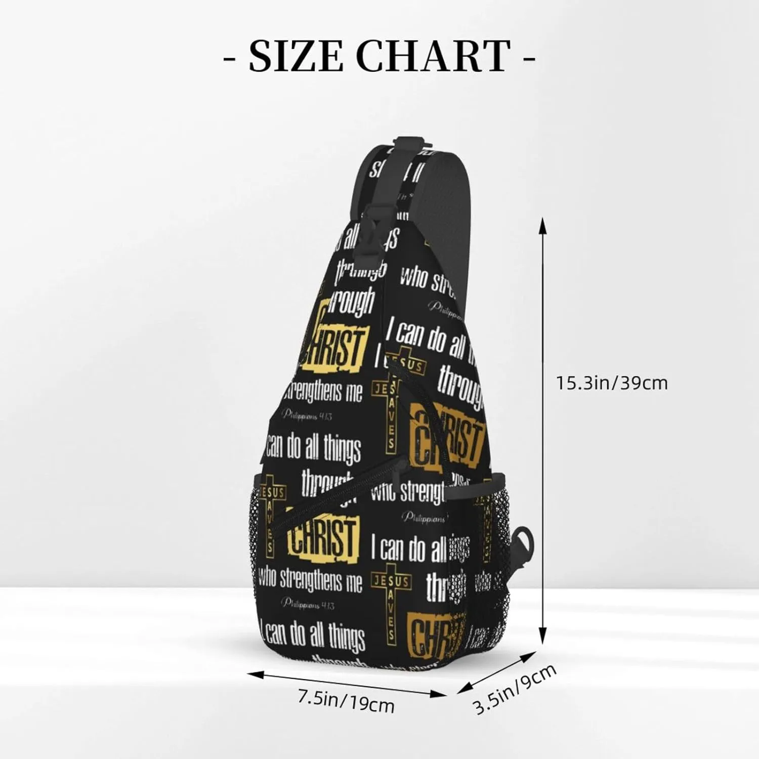 Jesus Cross Backpack for Travel Sport Running Chest Daypack Shoulder Sling Bag for Cycling Walking