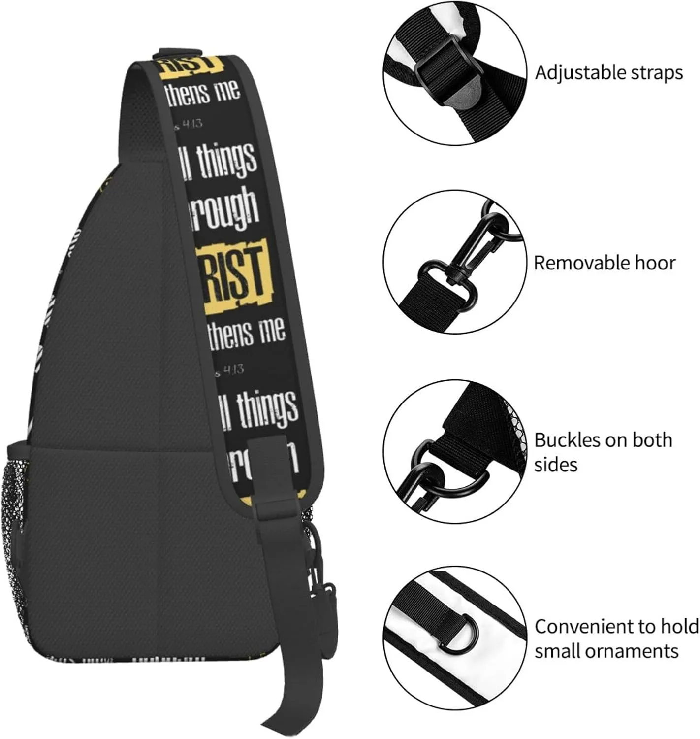 Jesus Cross Backpack for Travel Sport Running Chest Daypack Shoulder Sling Bag for Cycling Walking