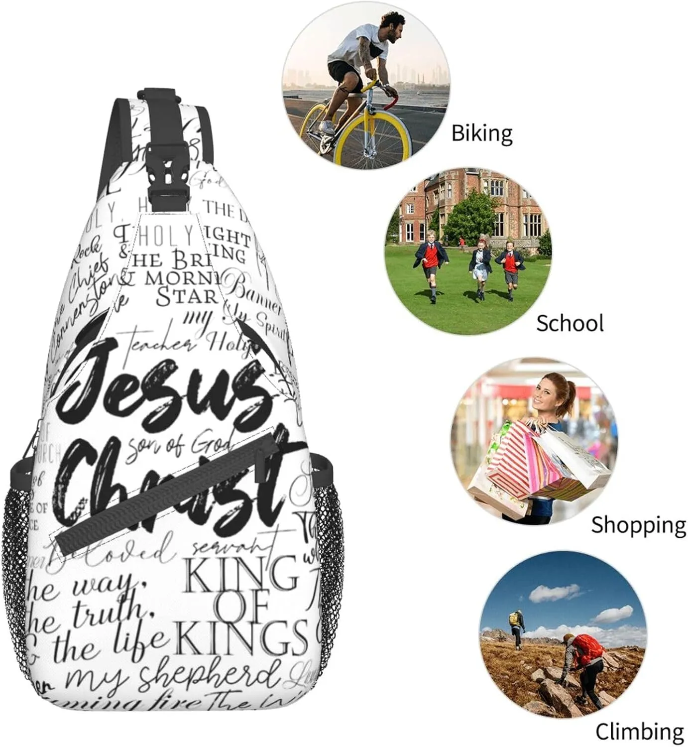 Jesus Sling Bag, Fashion Crossbody Backpack Shoulder Bag Chest Bag for Men Women Hiking Travel